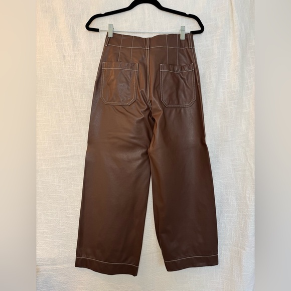 Anthropologie Maeve Collette Brown cropped Faux Leather Pants - Picture 8 of 9
